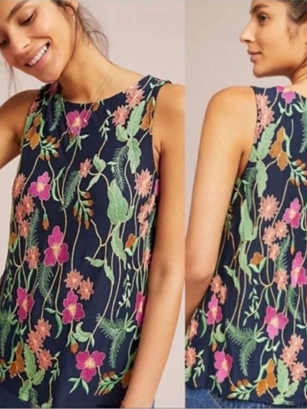 Anthropologie Meadow Rue Cartagena Embroidered Floral Top